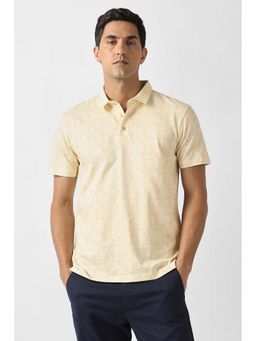 Van Heusen - Men Yellow Printed Collar Neck Polo T-Shirt