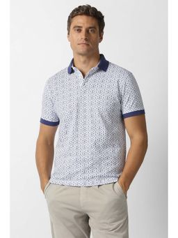 Van Heusen - Men White Floral Collar Neck Polo T-Shirt