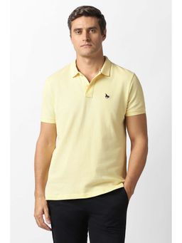 Van Heusen - Men Yellow Solid Collar Neck Polo T-Shirt