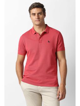 Van Heusen - Men Red Solid Collar Neck Polo T-Shirt
