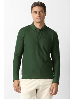 Van Heusen - Men Green Solid Collar Neck Polo T-Shirt