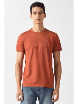 Van Heusen - Men Orange Graphic Crew Neck T-Shirt