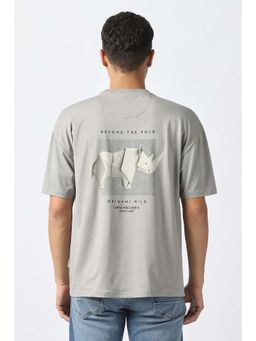 Van Heusen - Men Grey Graphic Crew Neck T-Shirt