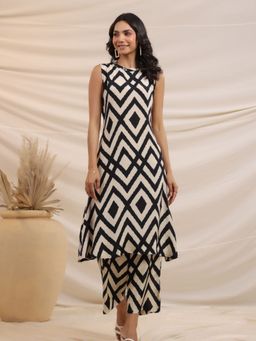 KAFTANIZE - Black Cotton Printed Co-Ord (Set of 2)