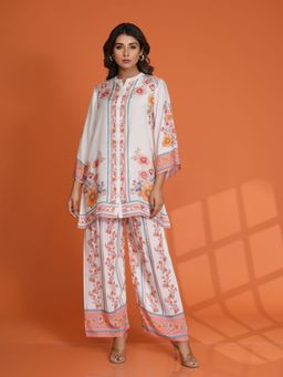 KAFTANIZE - Viscose Muslin Multicolor Floral Printed Co-Ord (Set of 2)