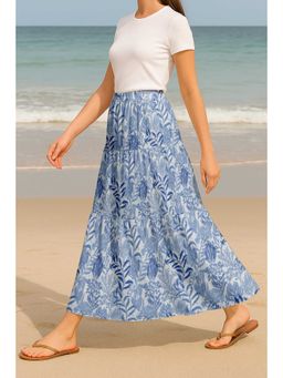 Moomaya - Women Blue Viscose Rayon Printed Skirt