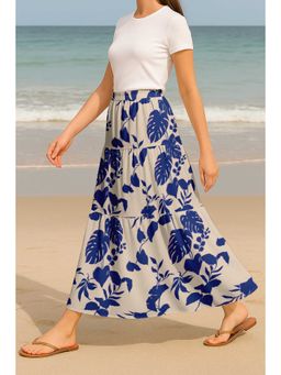 Moomaya - Women Off White Viscose Rayon Printed Skirt