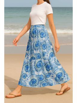 Moomaya - Women White Viscose Rayon Printed Skirt