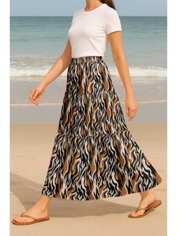 Moomaya - Women Multi-Color Viscose Rayon Animal Print Skirt