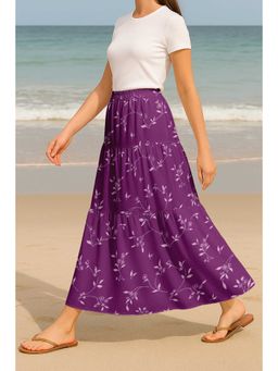 Moomaya - Women Purple Viscose Rayon Floral Skirt