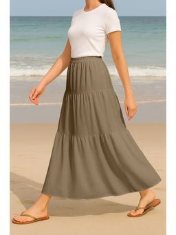 Moomaya - Women Taupe Viscose Rayon Solid/Plain Skirt