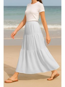 Moomaya - Women White Viscose Rayon Solid/Plain Skirt