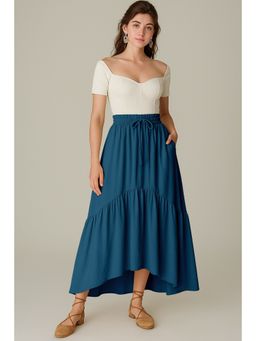 Moomaya - Women Blue Viscose Rayon Solid/Plain Skirt