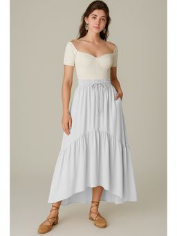 Moomaya - Women White Viscose Rayon Solid/Plain Skirt