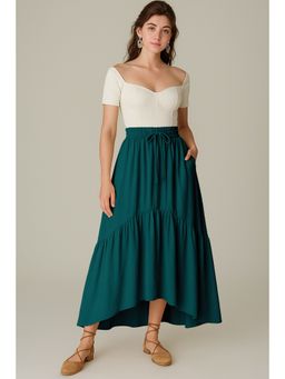 Moomaya - Women Teal Viscose Rayon Solid/Plain Skirt
