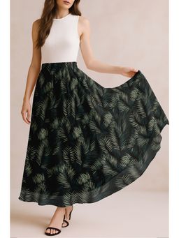 Moomaya - Women Black Chiffon Printed Skirt