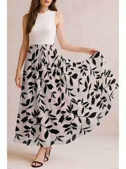 Moomaya - Women Off White Chiffon Printed Skirt