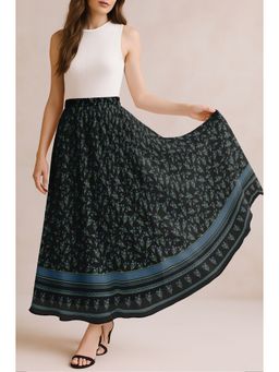 Moomaya - Women Black Chiffon Printed Skirt