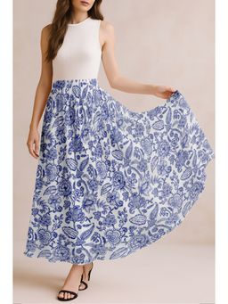 Moomaya - Women White Chiffon Floral Skirt