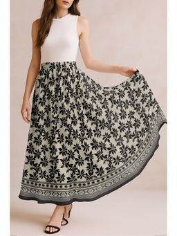 Moomaya - Women White Chiffon Floral Skirt