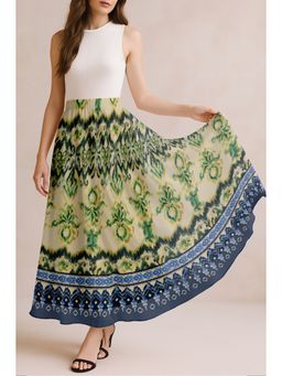 Moomaya - Women Green Chiffon Printed Skirt