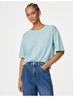 Marks & Spencer - Blue Pure Cotton Tea Dyed T-Shirt