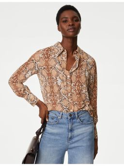 Marks & Spencer - Brown Printed Collared Shirt
