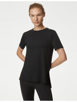 Marks & Spencer - Black Scoop Neck Mesh Back T-Shirt