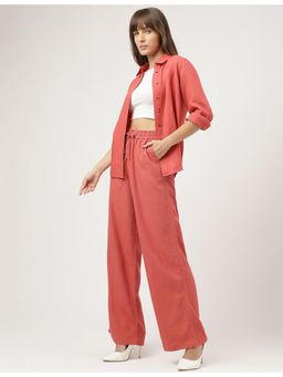 Marks & Spencer - Orange Linen Blend Solid Trouser