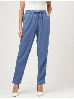 Marks & Spencer - Blue Linen Blend Solid Trouser