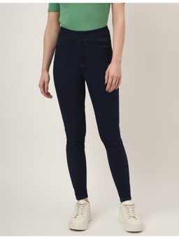 Marks & Spencer - Blue Cotton Mix Plain Regular Fit Jeggings