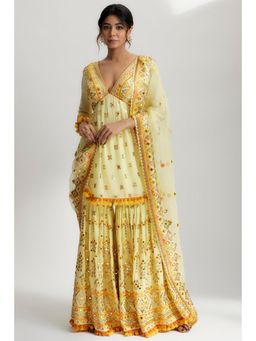 Gopi Vaid - Yellow Sophie Peplum with Sharara Set