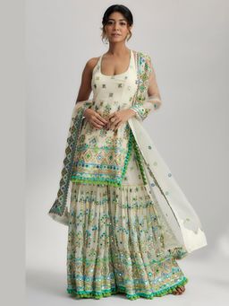 Gopi Vaid - Ivory Pritika Kurta with Sharara and Dupatta