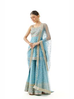 Gopi Vaid - Blue Nitya Strappy Kurta with Sharara and Dupatta
