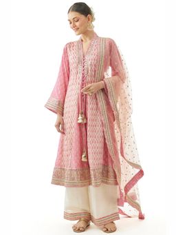 Gopi Vaid - Pink Harshika Ag Kurta with Palazzo and Dupatta