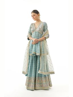 Gopi Vaid - Tanvi Peplum Kurta with Sharar and Dupatta