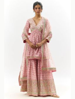 Gopi Vaid - Pink Tanvi Peplum Kurta with Sharara and Dupatta