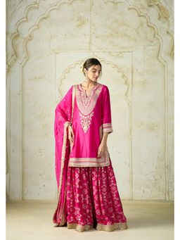 Gopi Vaid - Pink Ameena Kurta with Sharara and Dupatta