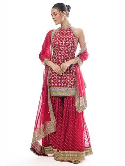 Gopi Vaid - Red Kainaat Kurta with Sharara and Dupatta