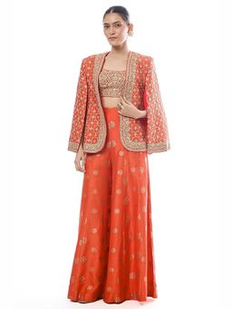 Gopi Vaid - Orange Shaina Shirt with Pant and Jacket