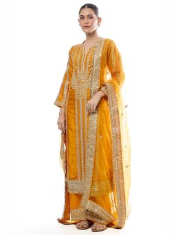 Gopi Vaid - Mustard Lakshmi Kurta with Palazzo and Dupatta