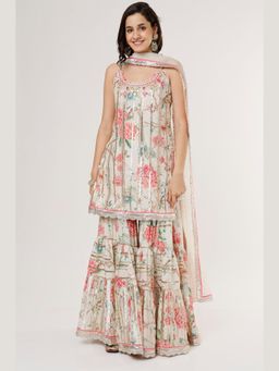 Gopi Vaid - Ivory Kahini Strappy Kurta with Sharara and Dupatta