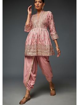 Gopi Vaid - Pink Kiara Short Peplum with Dhoti