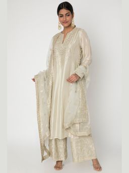 Gopi Vaid - Beige Rati Kurta with Palazzo with Dupatta