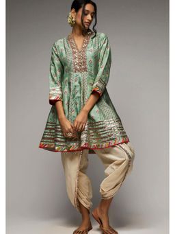 Gopi Vaid - Ivory Tara Jacket Style Tunic with Palazzo