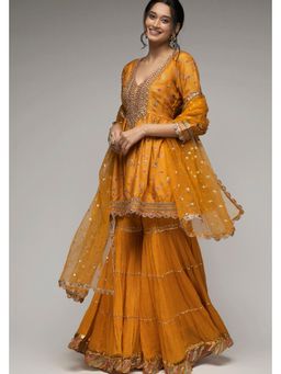 Gopi Vaid - Mustard Pritika Kurta with Sharara and Dupatta