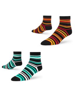 Dynamocks - Men and Women Stripes Ankle Length Socks - Free Size - Pack of 2 Pairs