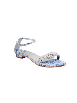 PREET KAUR - Blue Embellished Poppy Sandals