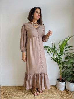 Label Tanvee - Solid Brown Maxi Dress
