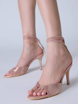 RSVP by Nykaa Fashion - Rose Gold Multi Way Tie-Up & Ankle Strap Stilettos for Women